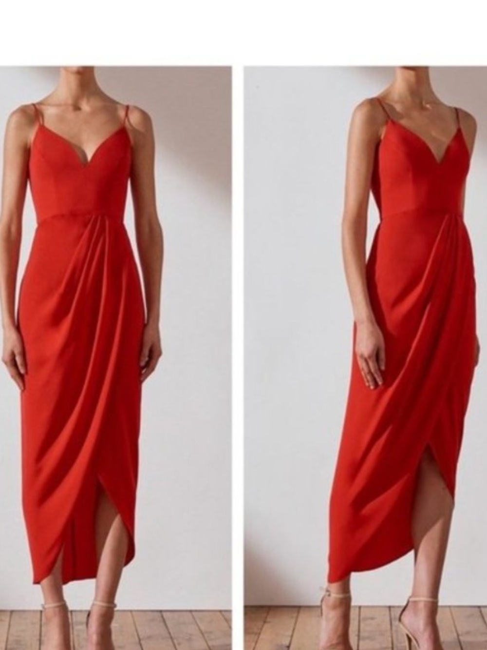 NWOT Shona Joy Core Cocktail Midi Dress in Red Tomato